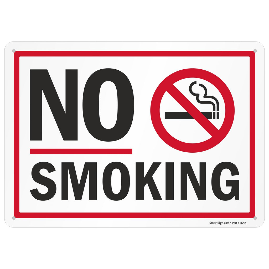 SmartSign No Smoking Sign with Symbol, 10 x 14 inch Screen Printed, 40 mil Laminated Rustproof Aluminum Metal for Indoor, Outdoor, Made in USA 10" x 14" - Aluminum