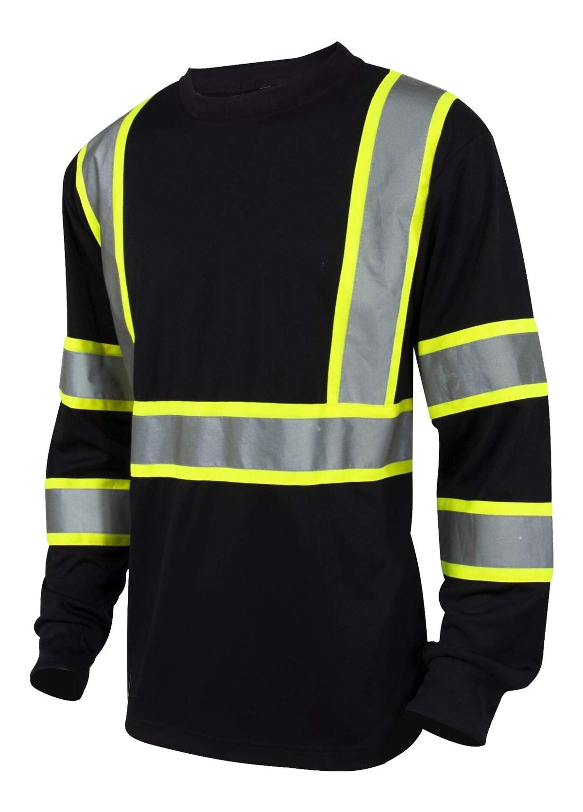 L&M Hi Vis Class 3 T Shirt Reflective Safety Black Short Long Sleeve HIGH Visibility 39 55 Medium Black(long Sleeve)