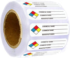 Well Tile SDS stickers for chemical safety, 1x3 inch labeling decals with write-in labels for industrial chemical identification.