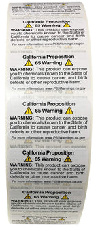 Color-coding California Proposition 65 warning labels in bulk, 1 x 2 inches, with 5,000 labels 