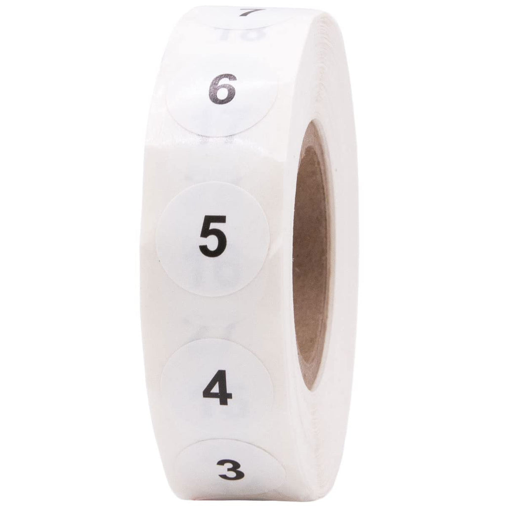 All-purpose number stickers from 1 to 100, 0.50 inch size, 1,000 labels, featuring black numerals on white background.