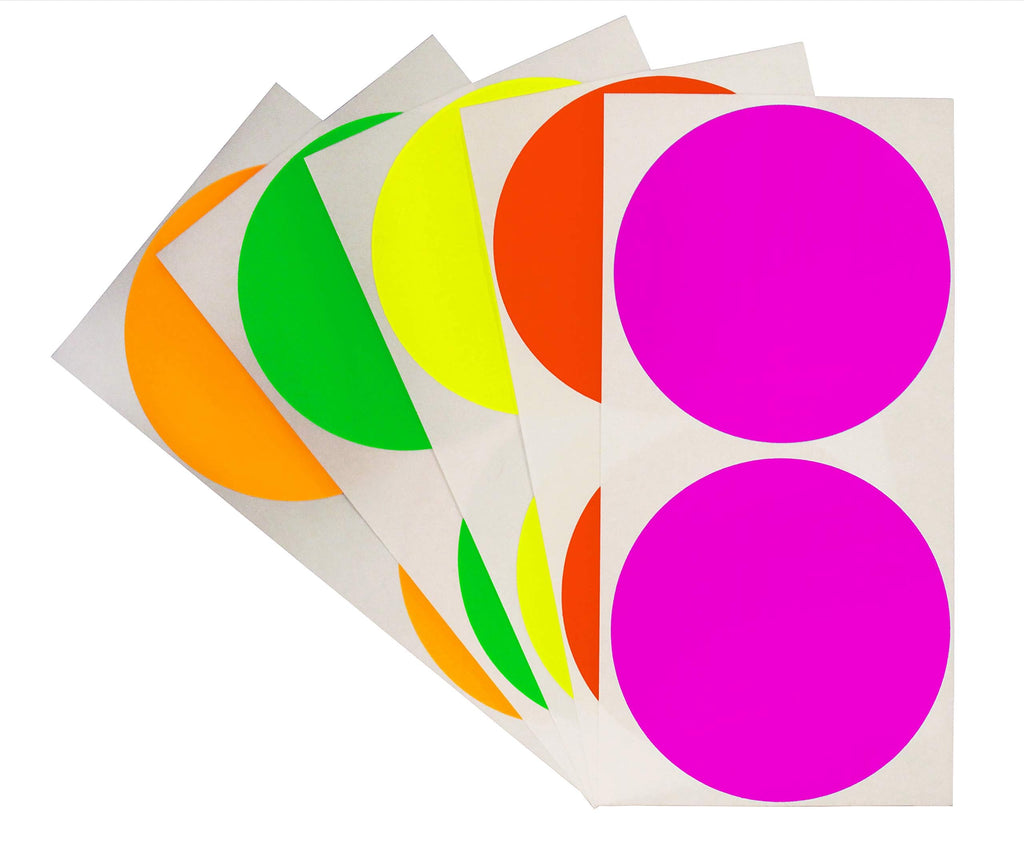 ChromaLabel 3-inch round color-coding labels with fluorescent dots for warehouse inventory, set of 100 permanent stickers.