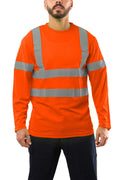 Kolossus Hi Vis Construction Shirts for Men Long Sleeve Reflective Safety Work Shirt Front Pocket Yellow Orange Class 3 X-Large