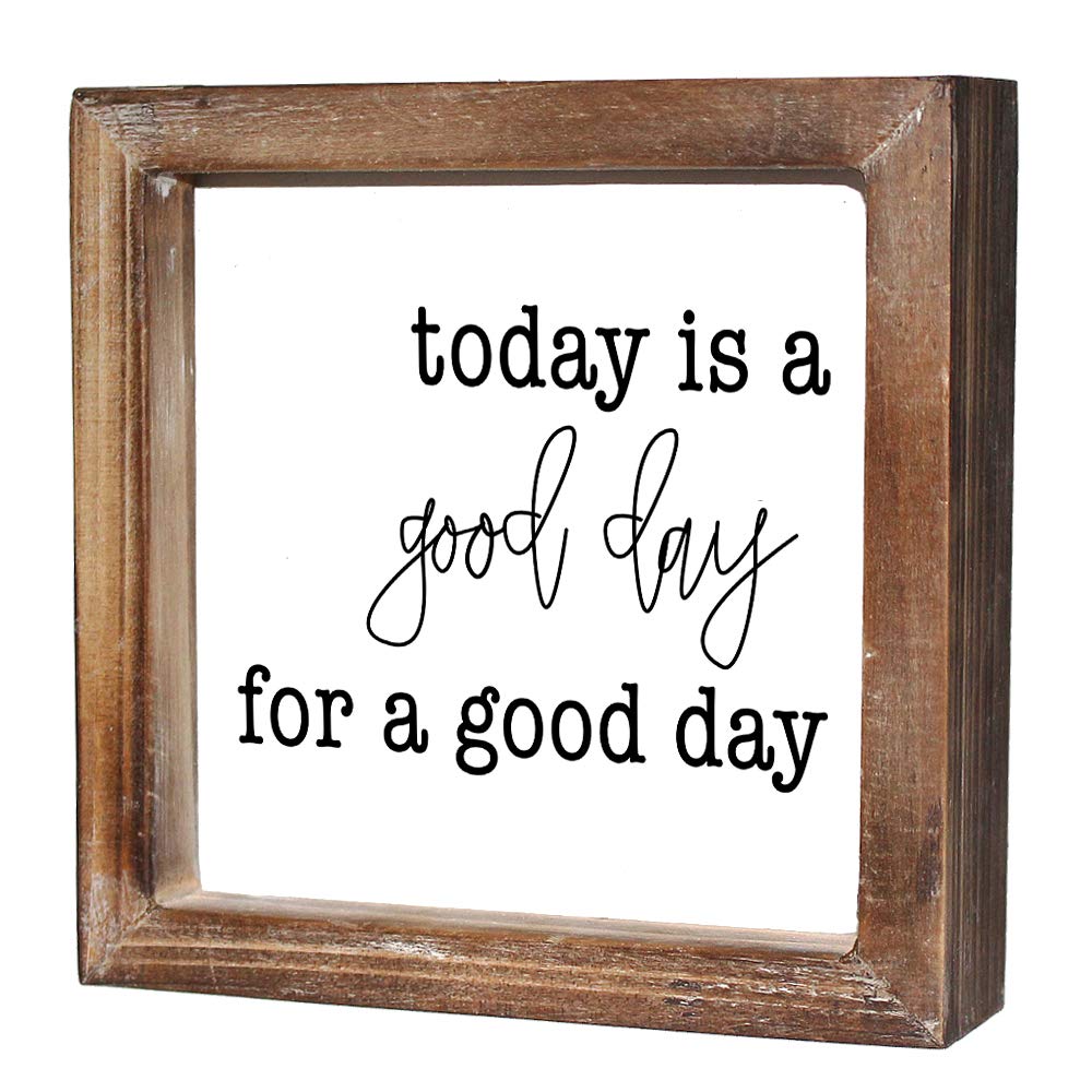 Today is A Good Day for A Good Day Inspirational Wood Box Sign for Home Decor,Freestanding Mini Wood Block Sign for Desk,Shelf or Wall Display 6" x 6" x 1.57" Today is a Good Day