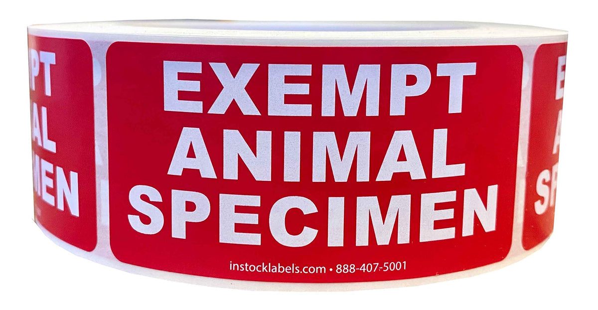 Exempt Animal Specimen Labels 1.5 x 3 Inch 500 Total Labels