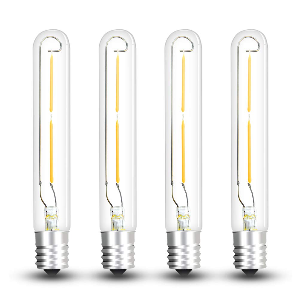Bonlux LED T6.5 Exit Sign Clear Light Bulbs, 2W E17 Intermediate Base T6.5 LED Appliance Bulb (20W Incandescent Equivalent) for Refrigerator Freezer, Daylight 6000K (4-Pack,E17 Base) 2 Watts - 4 Pack