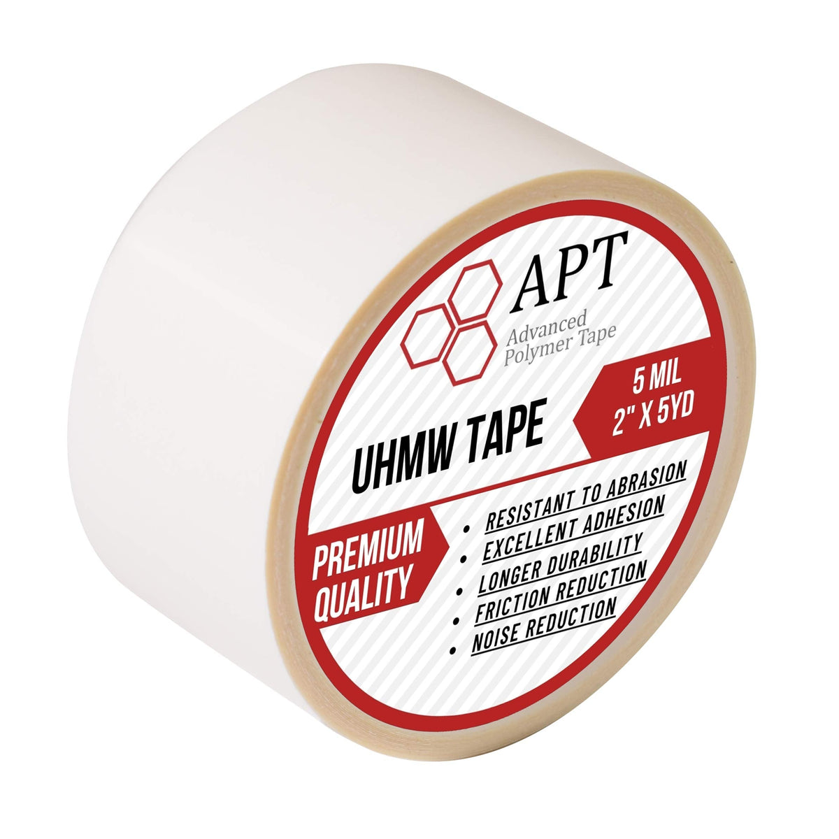 APT, UHMW (Ultra-high Molecular Weight) Polyethylene Tape, Resists Abrasion, Impact, for Surface Protection and Friction and Noise Reduction for Lining Sliding Surfaces. (2" x 5Yds, 5 Mil UHMW) 2" x 5Yds