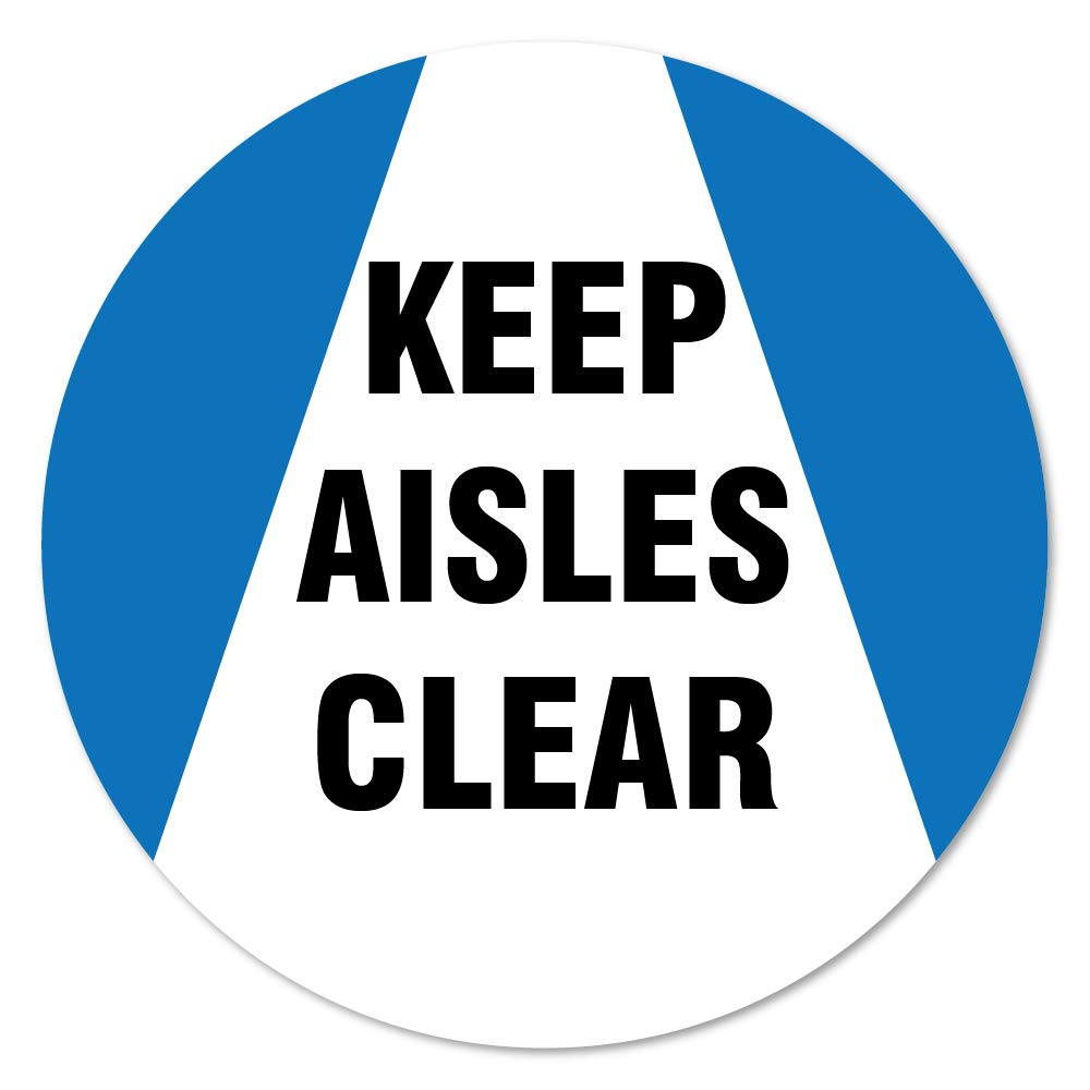 Public Safety Sign Keep Aisle Clear Non-Slip Floor Graphic | 6 Pack of Floor Marker Vinyl Decal| Protect Your Business, Work Place & Customers | Made in The USA