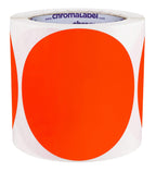 ChromaLabel 4 Inch Large Fluorescent Red Orange Dot Stickers, 250/Roll 4"