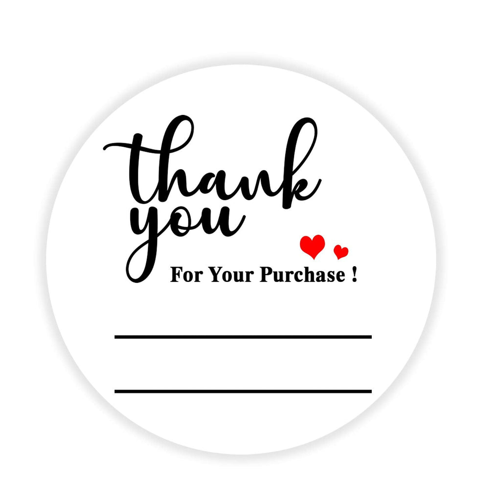 Set of 500 2-inch thank you stickers with writable lines from Top Label, ideal for bakery, cafe, and boutique business packaging