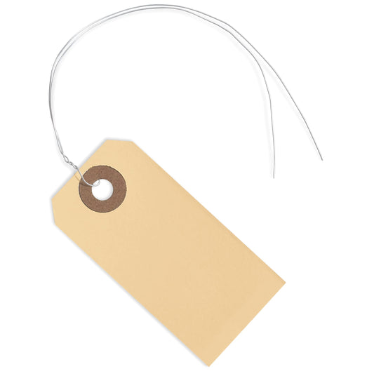 Shipping Tags with Wire Ties #1-2 3/4” x 1 3/8” - 250 Blank Manilla Tags with Wire Attached and Reinforced Hole, Wire Labels Write On