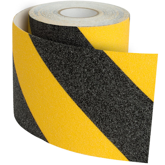 Heavy Duty Anti-Slip Grip Tape, Anti Slip Traction Tape, Non-Slip Tape, 6 Inches × 30 Foot, Black + Yellow, 80 Grit, Strong Adhesive, for Staircase, Ladder, Ramp, etc. 1