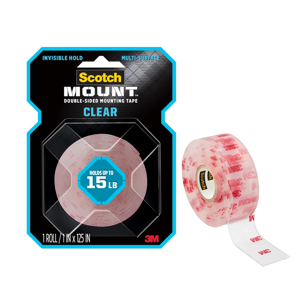 Scotch-Mount Clear Double-Sided Mounting Tape, Clear, 1 Roll