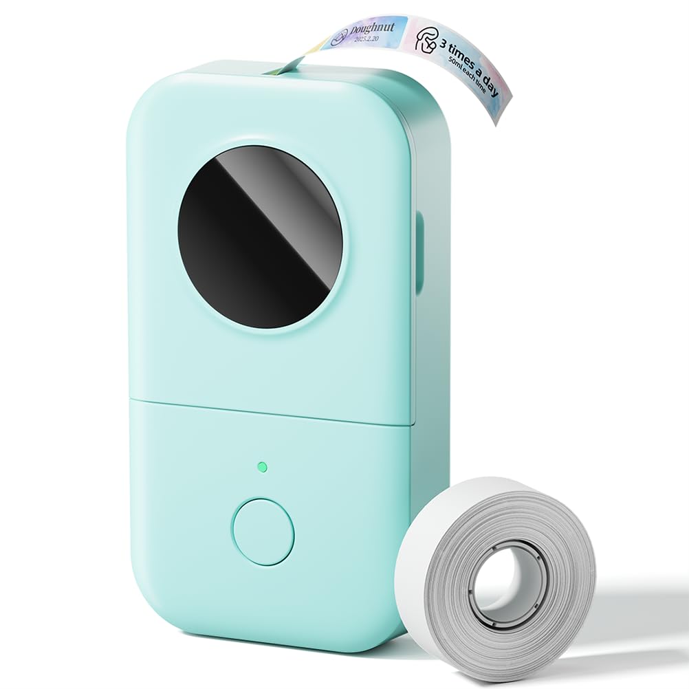 Phomemo D30 Label Maker Machine with Tape, Bluetooth Mini Label Printer Green Machine + 1 Label Tape