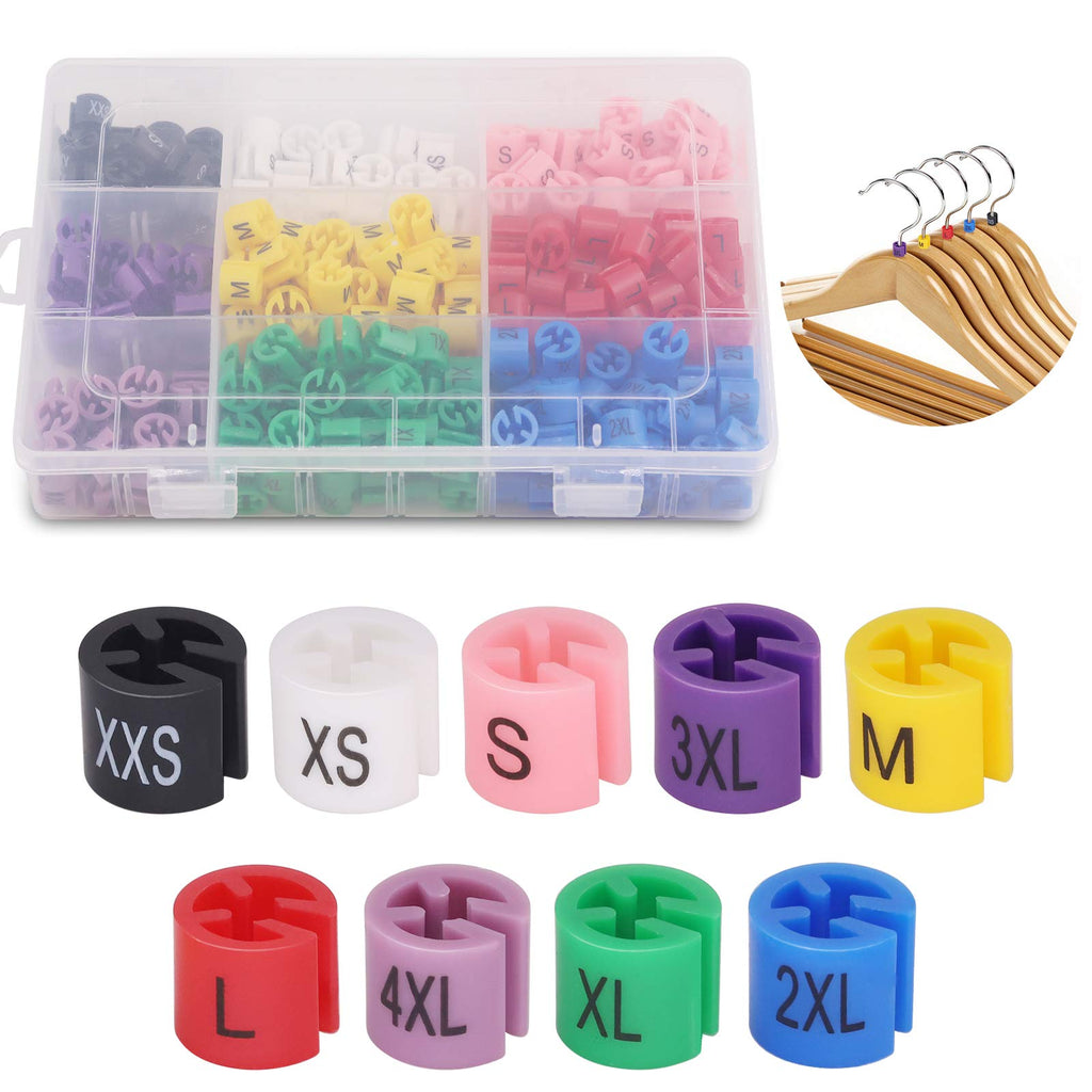 290Pcs Plastic Clothes Hanger Size Markers - 9 Sizes: XXS - 4XL