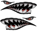 Flying Tigers Shark Teeth 12" Black Reflective Decals