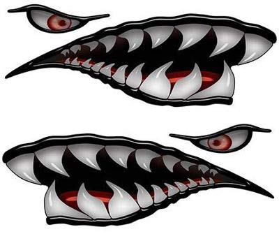 Flying Tigers Shark Teeth 12" Black Reflective Decals