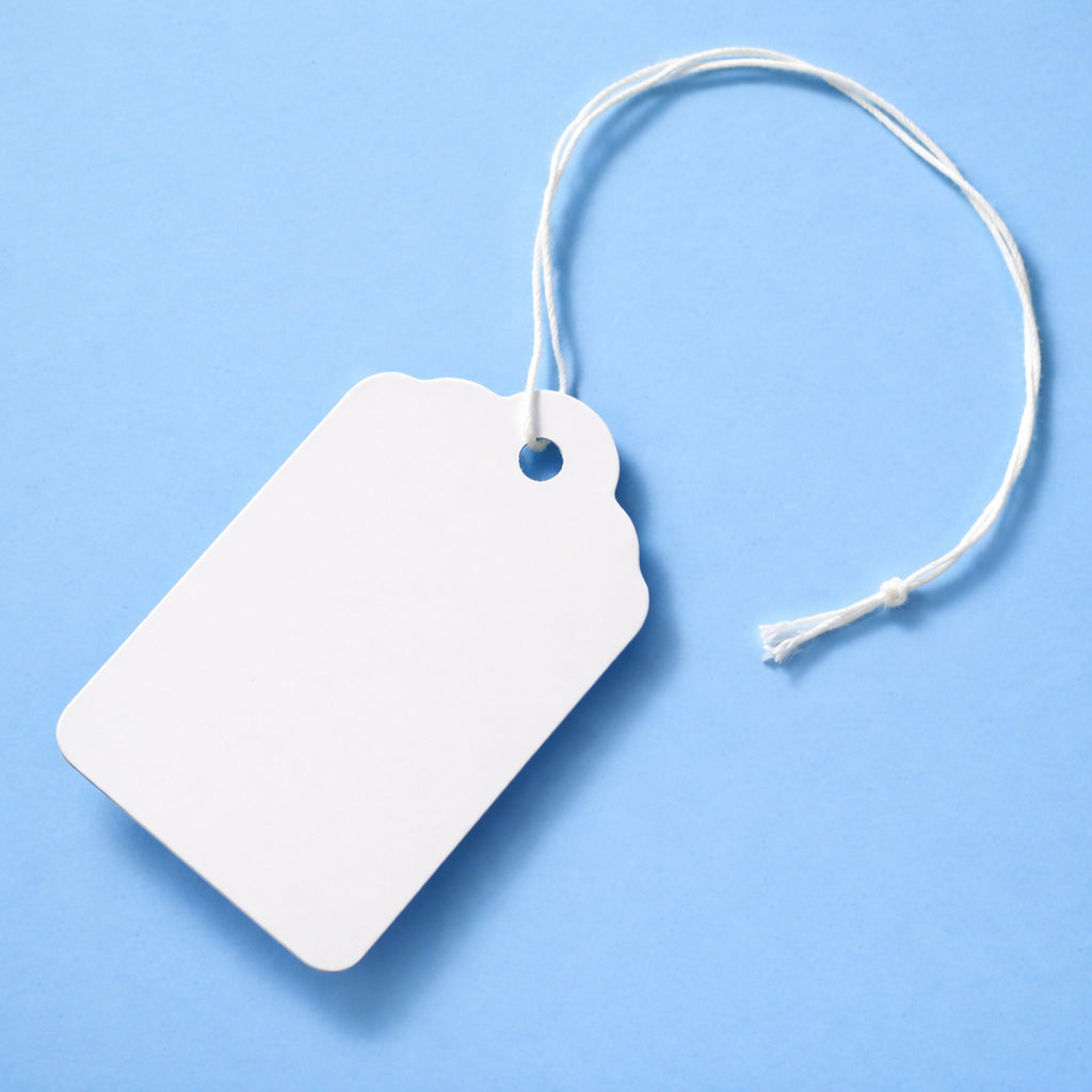 500 White Merchandise Tags with String Attached, 2 1/4" x 1 7/16" 500