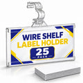 NuBliss Wire Shelf Label Holders, 1-1/4" x 3", Plastic, 25 Pack