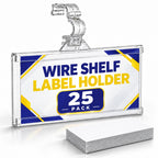 NuBliss Wire Shelf Label Holders, 1-1/4" x 3", Plastic, 25 Pack