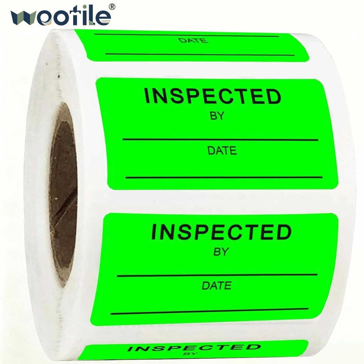 1 X 2 Inch Inspected by Rectangle Labels Quality Control Inventory Labels Green 1 x 2 inch