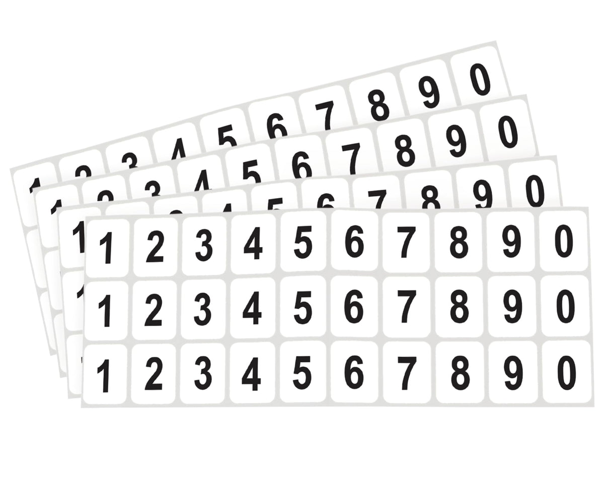 ChromaLabel Number Stickers, 1 x 3/4 Inch White, 300/Pack