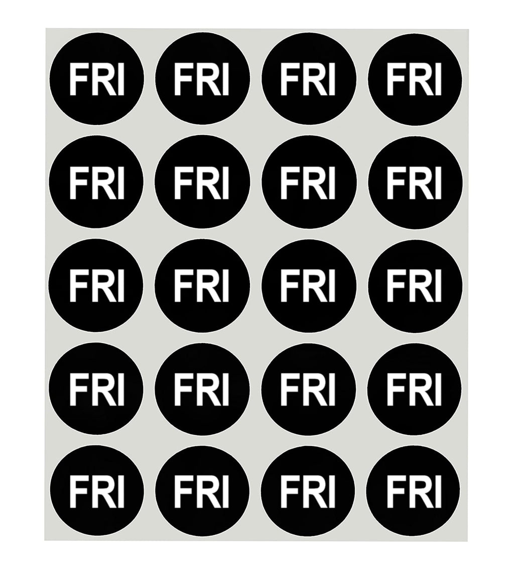 ChromaLabel 1-inch round removable day labels in black, color-coding stickers with 420 per pack, for organizing and labeling.