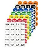 ChromaLabel 1-inch round removable day labels, weekly planner stickers in a pack of 420 for organizing and labeling.