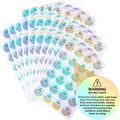 Holographic candle warning labels on candle jar containers, safety stickers for candle making supplies by Zonon.