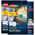 Avery White High Visibility Round Labels with Sure Feed, Permanent, 1-2/3", 2 Pack, 1,200 Labels Total (32135)