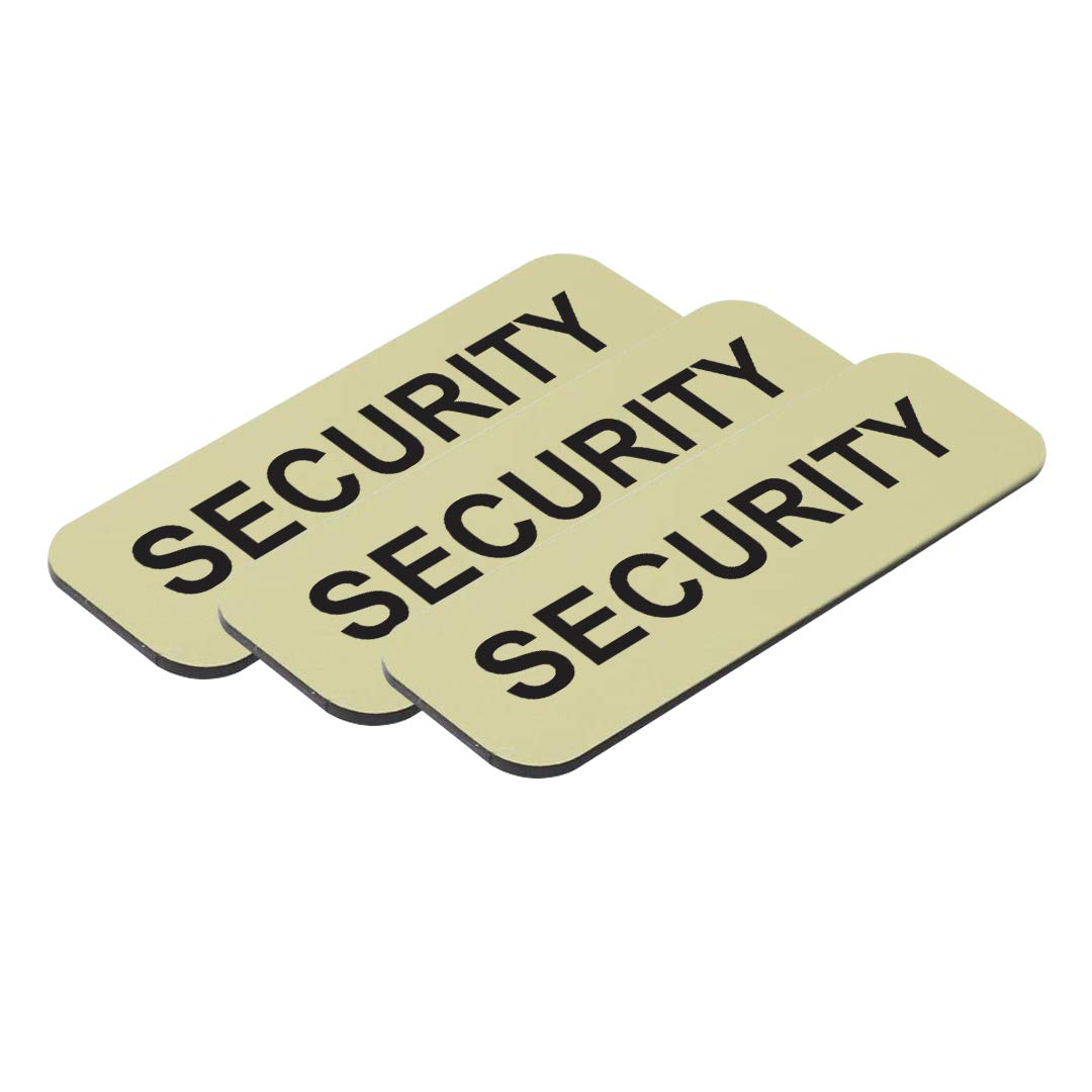Security 1 x 3 Name Tag, Brushed Gold (3 Pack)
