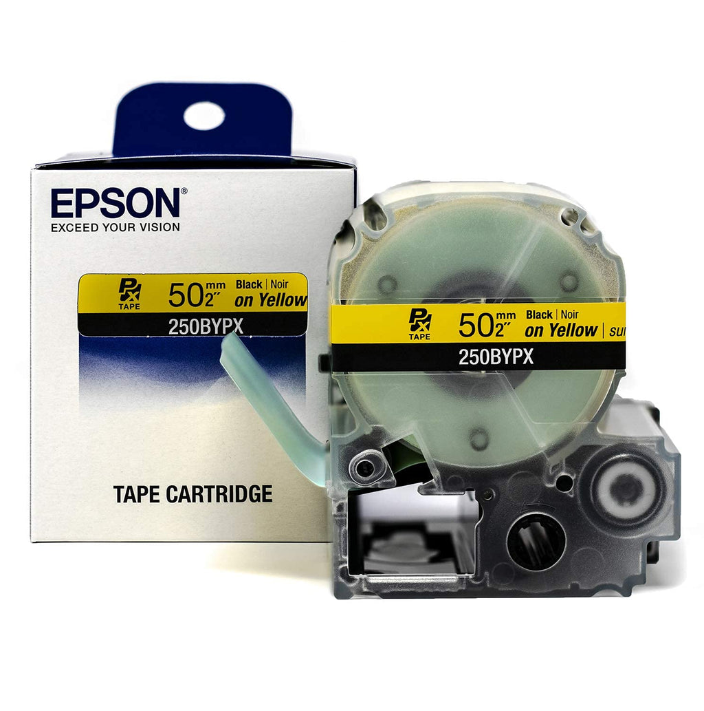 Epson LABELWORKS 250BYPX Label Tape - Black on Yellow - 2" (50mm), 26.2ft