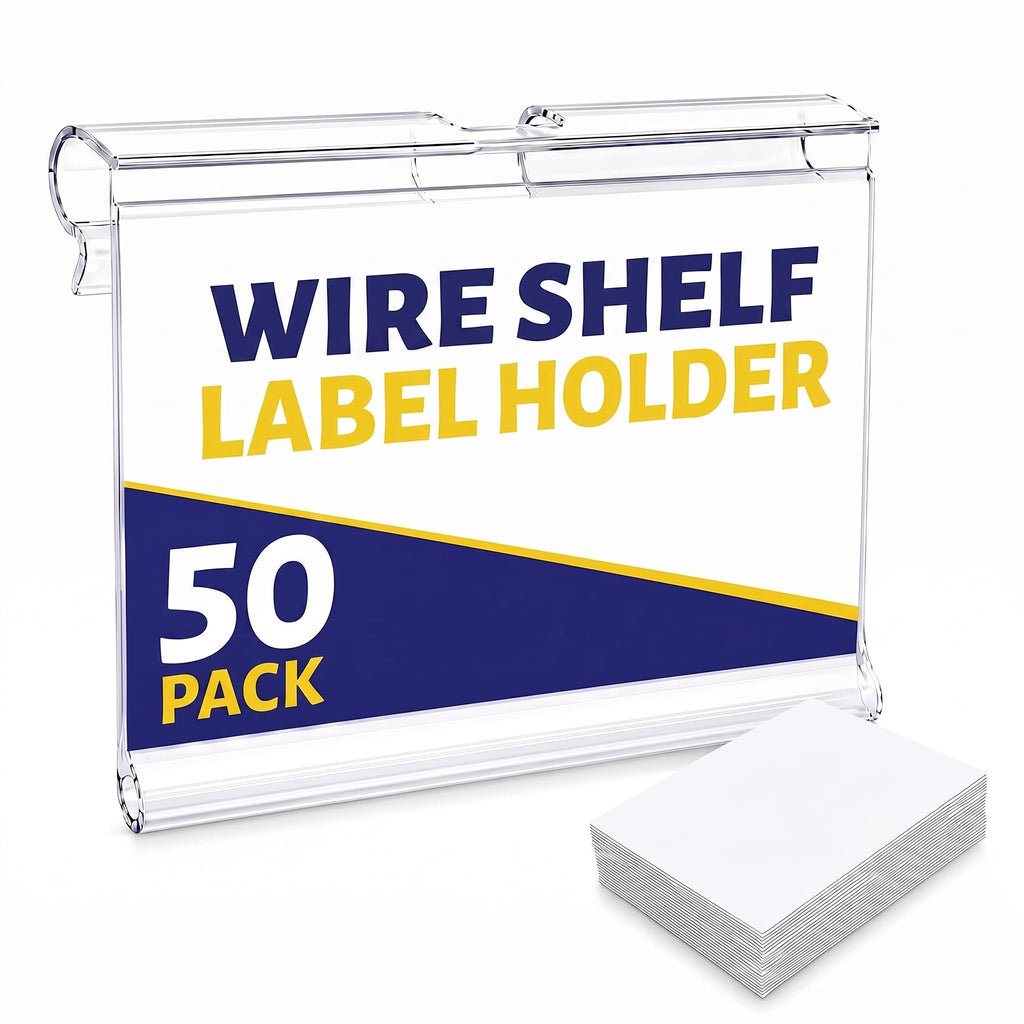 NuBliss Wire Shelf Label Holders, 6 x 4 cm, Plastic, 50 Pack