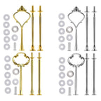 4 Sets of 3 Tier Cake Plate Stand Handle Hardware, Cake Fruit Food Plate Stand Handle Fitting Hardware Rod Holder - Vintage Sunflower+Crown Fittings(Golden+Siver)