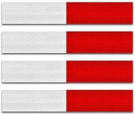 Safety Reflective Tape 2”x12'', 10pack Waterproof Self Adhesive Auto Truck Safety Reflector Strips Hazard Caution Warning Sticker for Road Signs, Trucks, RVs, Cars - 10 Pack