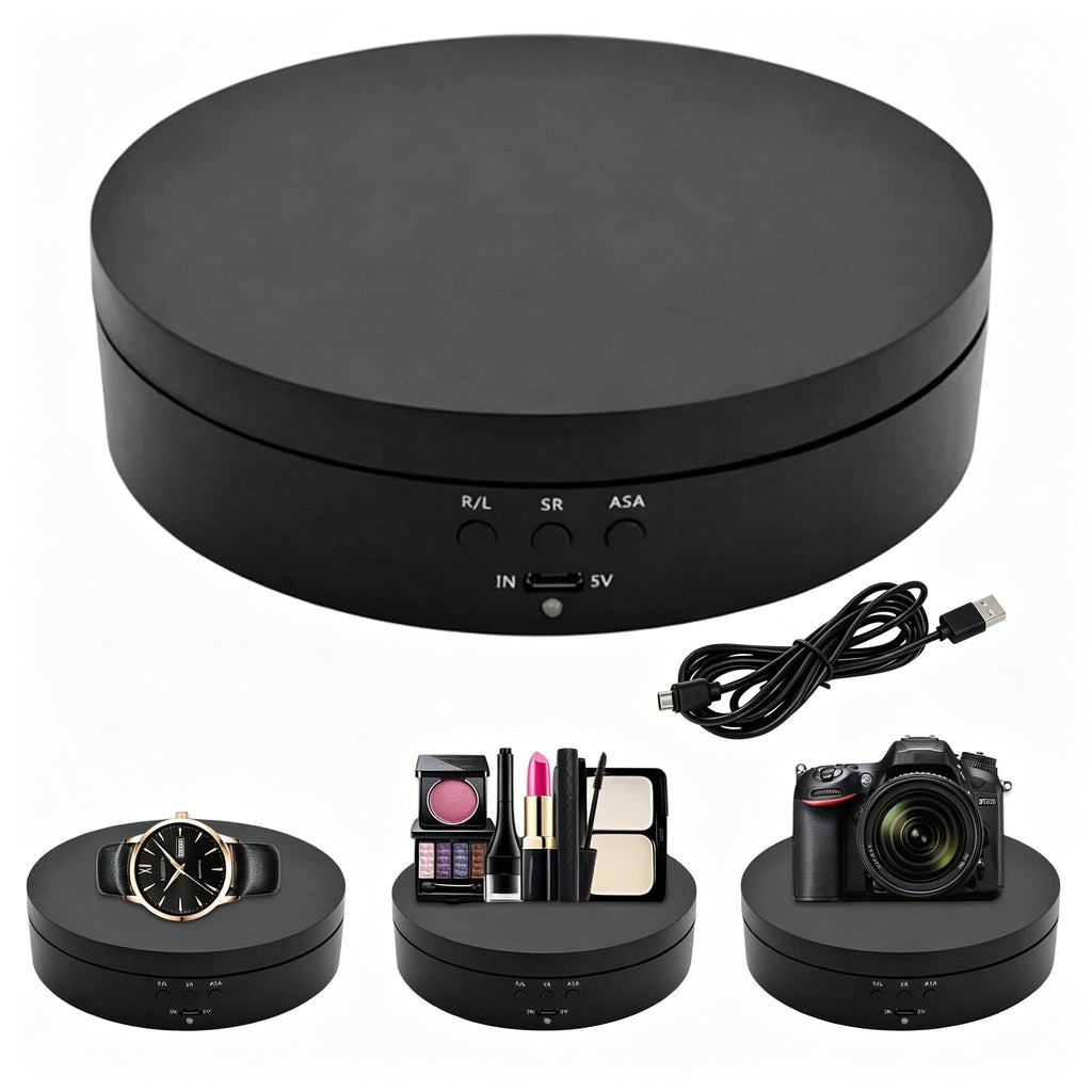 Denpetec Motorized Rotating Display Stand, 360 Degree Electric Turntable Matte