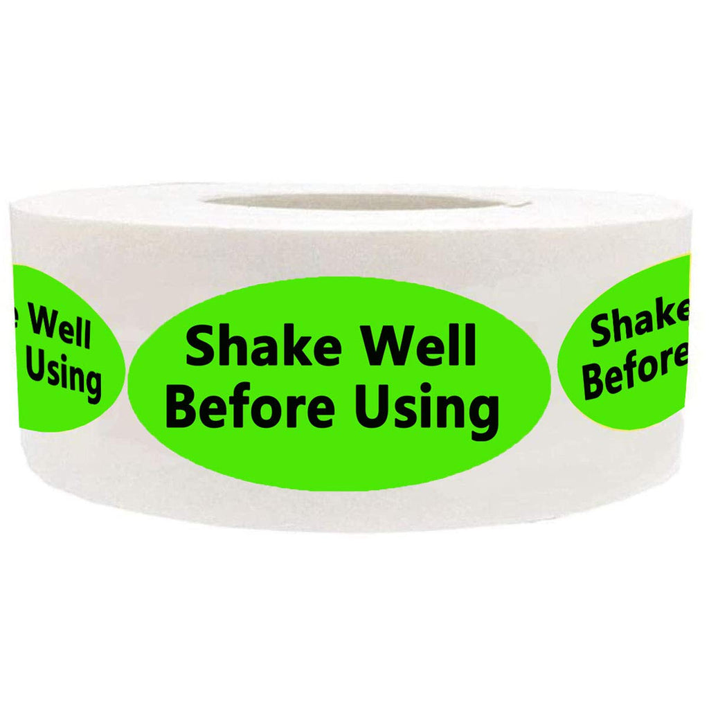 Remarkable fluorescent green color-coding stickers, "Shake Well before Using" labels, 0.75 x 1.5 inches, roll of 500 labels.