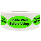 Remarkable fluorescent green color-coding stickers, "Shake Well before Using" labels, 0.75 x 1.5 inches, roll of 500 labels.