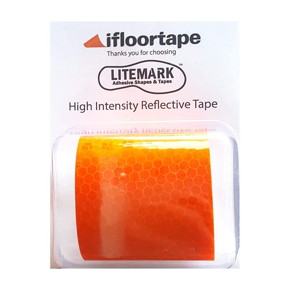 LiteMark 2 Inch Reflective Tape, Orange High Intensity, Long Distance Light Focus Durable, Weatherproof Adhesive Reflective Tape for Trailers & Equipment (30 Feet) 30 Feet