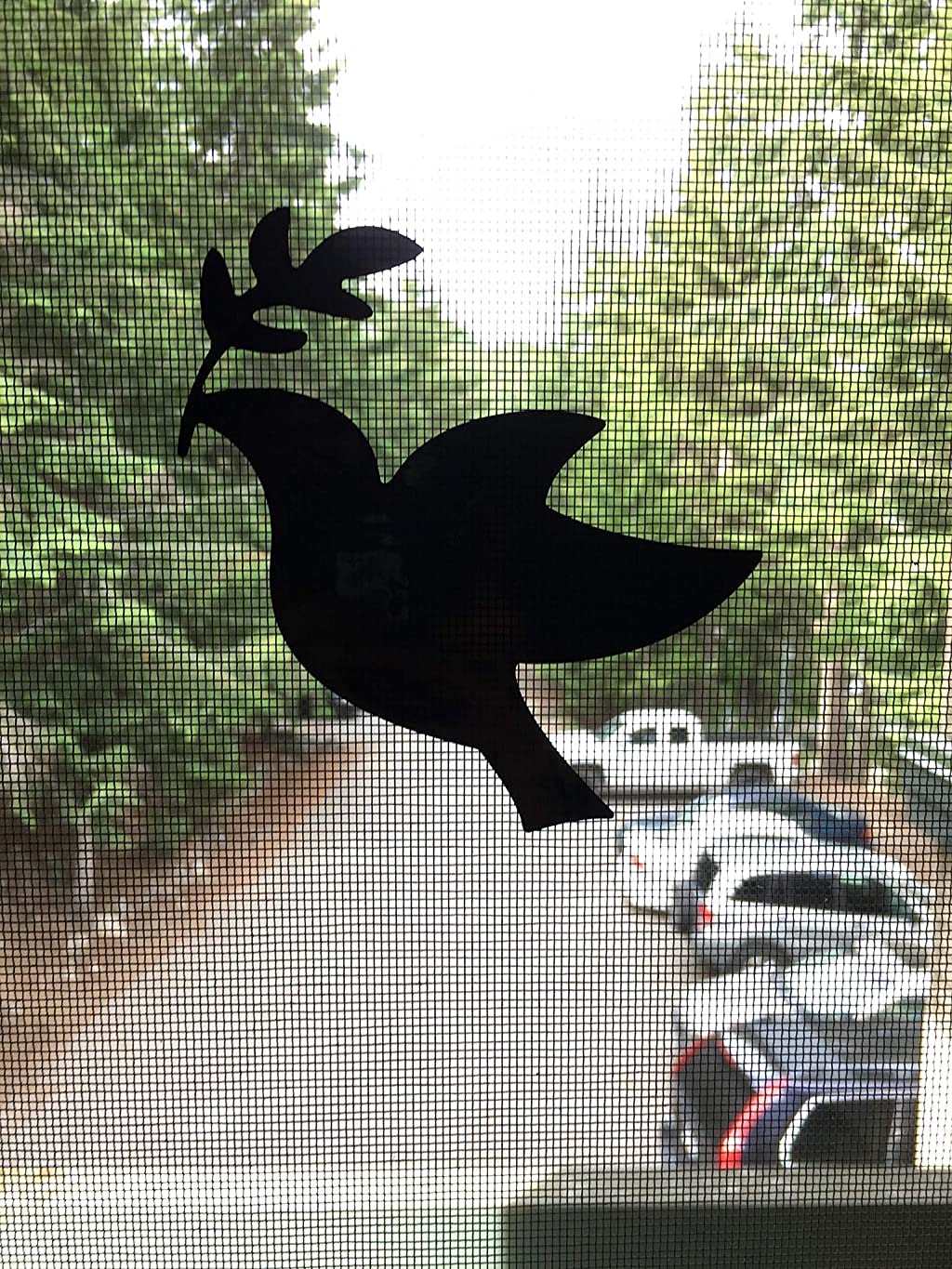 Retractable Screen Door Decals - 5 per Package - Keep Children Safe - Alert Birds, Dogs, Kids - Warn, Protect, Window Safety - Doves (White) White