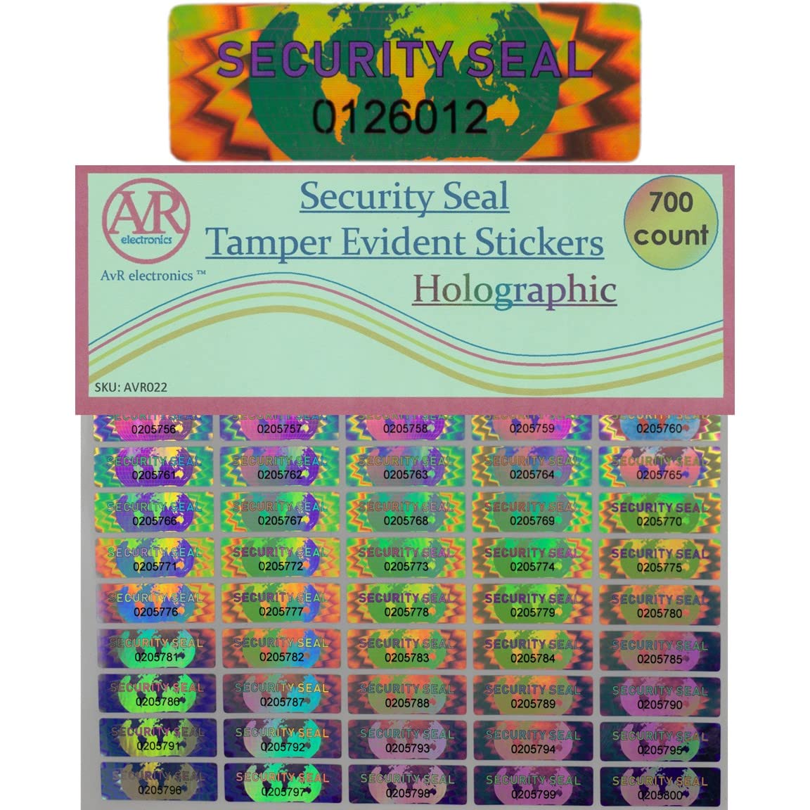 700 Hologram Tamper Evident, Tamper Proof Stickers. Security Seal. Individual Serial Numbers. Tamper Foil Tape Labels. Destroyed Upon Removal with Residual Text Left on Item.… (700 Stickers) 700 Stickers