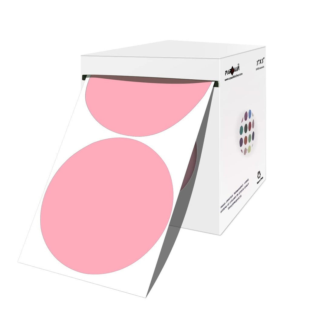 3 Inch Round Permanent Color-Code Dot Sticker, Pink Color Coding Label 1 Roll-500PCS