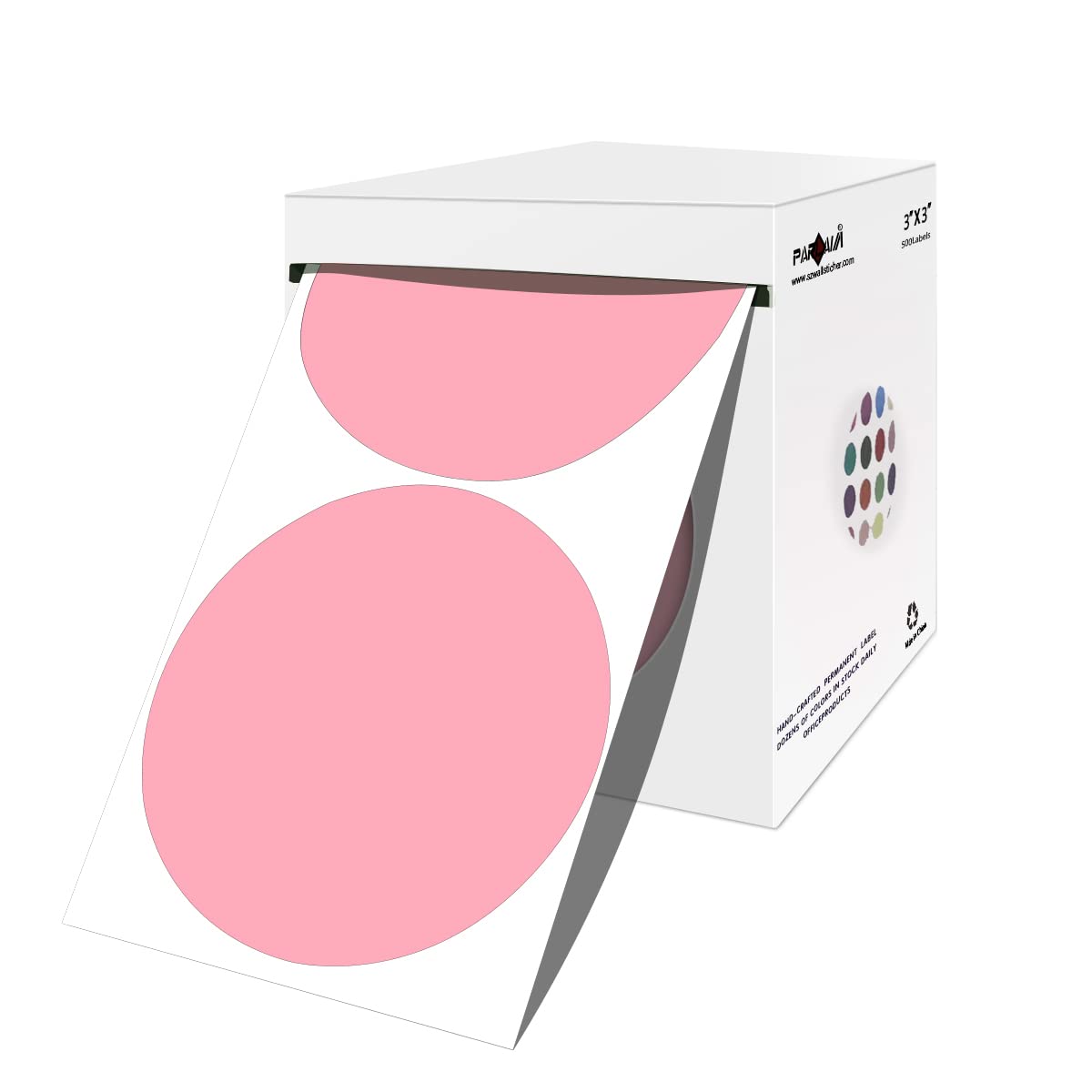 3 Inch Round Permanent Color-Code Dot Sticker, Pink Color Coding Label 1 Roll-500PCS