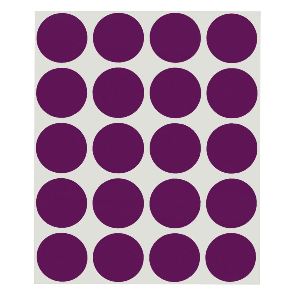 ChromaLabel 1-inch purple round color-coding label stickers, removable, 1000 pack with 20 labels per sheet for organization.