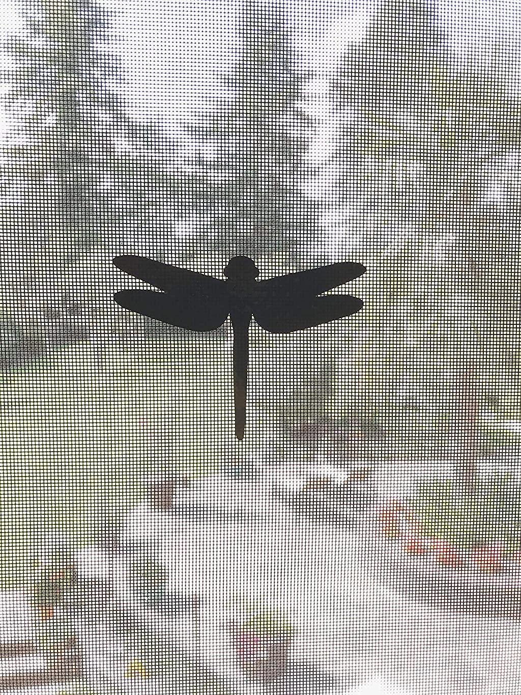 Retractable Screen Door Decals - 5 per Package - Keep Children Safe - Alert Birds, Dogs, Kids - Warn, Protect, Window Safety - Dragonflies (White) White