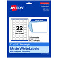 Avery® Matte White Rectangle Labels, 1" x 1.5", 800 Total 800 labels