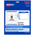Avery® Matte White Rectangle Scalloped Labels, 2" x 3", 200 Total 200 labels
