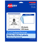 Avery® Matte White Rectangle Scalloped Labels, 2" x 3", 200 Total 200 labels