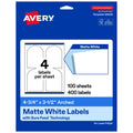 Avery® Matte White Arched Labels, 4.75" x 3.5", 400 Total 400 labels
