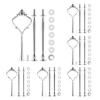 3 Tier Cake Stand Hardware Tiered Tray Hardware, 6 Sets Cake Stand Fittings Hardware for Cake Stand Mold, Silver Crown, Decoration Accessories for Wedding Family Banquet